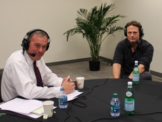 Henrik Werdelin (right) with host Bill Thorne (left) in the podcast studio.